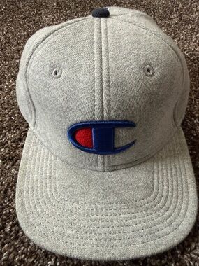 Champion Kids Heather Gray Cap with Blue & Red Logo